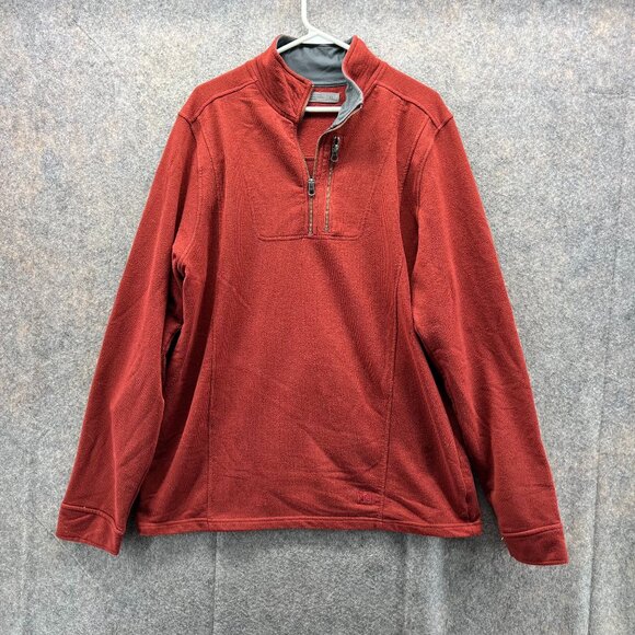 Rei Sweater Men Extra Large Orange Pullover Half Zip Fleece Jacket XL Polyester - Picture 1 of 13